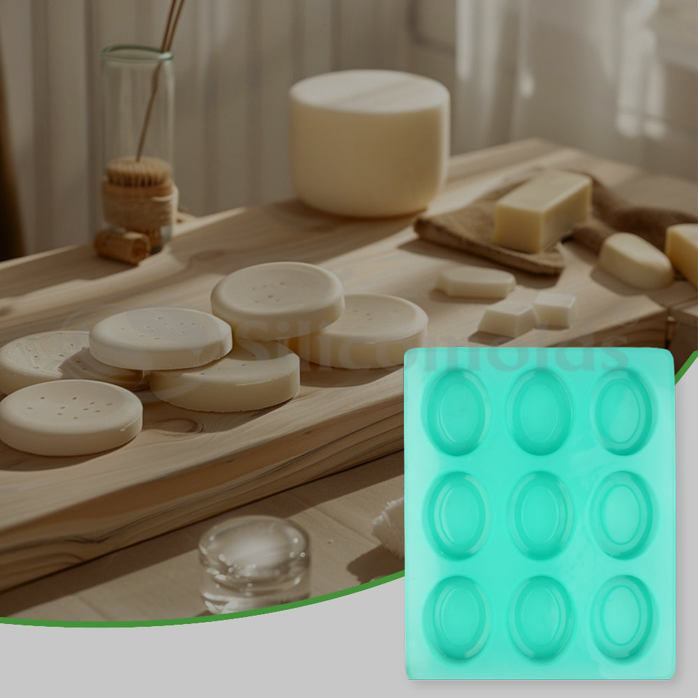 SILICOMOLDS-115gms -Oval Pears Shape - 9 Cavities Silicone Soap Mold-URP051SM